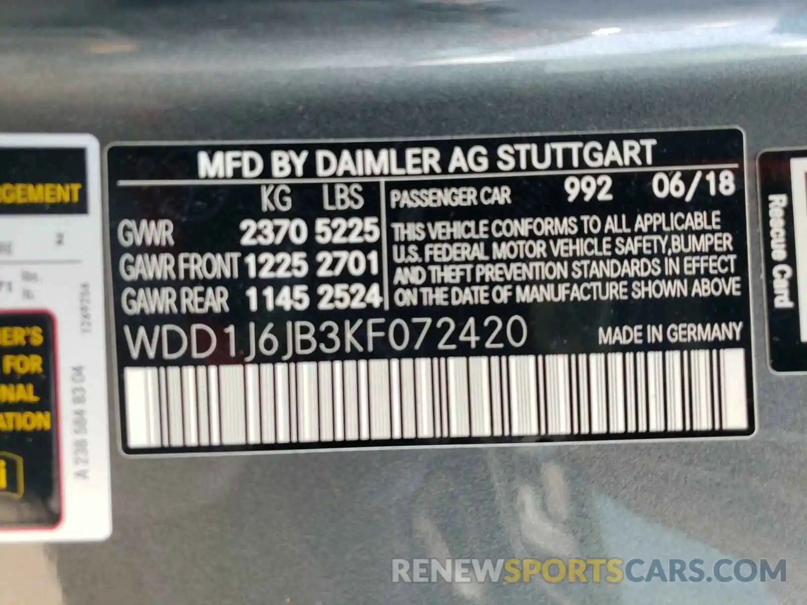 10 Photograph of a damaged car WDD1J6JB3KF072420 MERCEDES-BENZ E-CLASS 2019