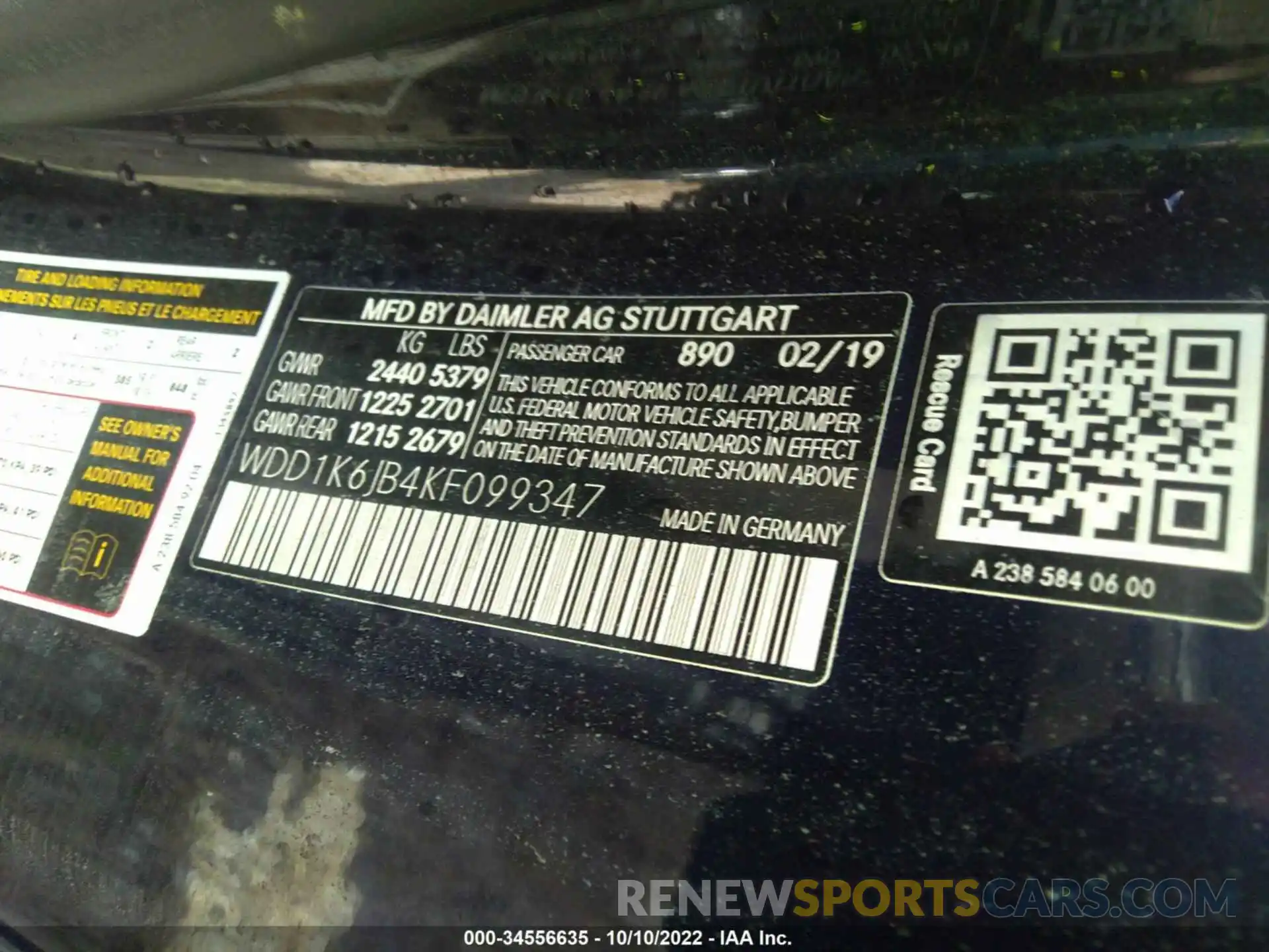 9 Photograph of a damaged car WDD1K6JB4KF099347 MERCEDES-BENZ E-CLASS 2019