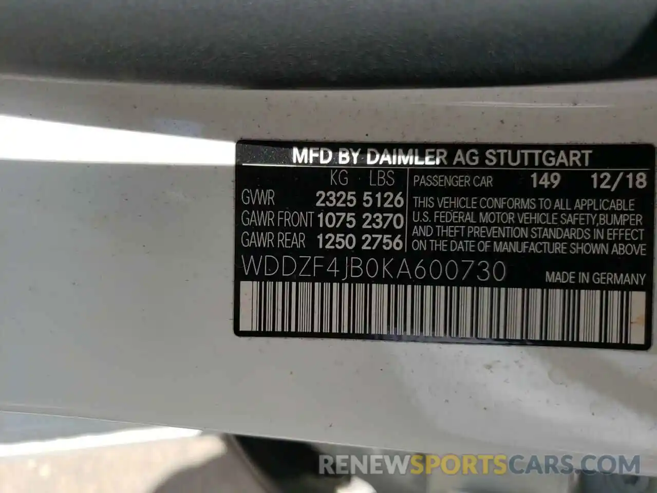 10 Photograph of a damaged car WDDZF4JB0KA600730 MERCEDES-BENZ E-CLASS 2019