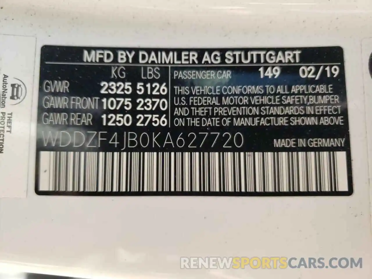 10 Photograph of a damaged car WDDZF4JB0KA627720 MERCEDES-BENZ E-CLASS 2019