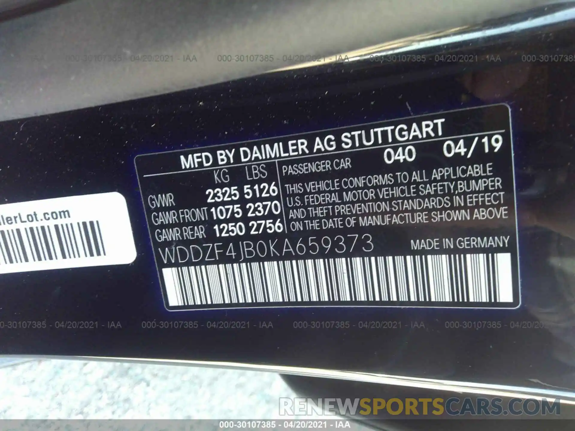 9 Photograph of a damaged car WDDZF4JB0KA659373 MERCEDES-BENZ E-CLASS 2019