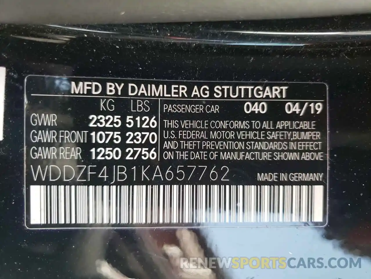 10 Photograph of a damaged car WDDZF4JB1KA657762 MERCEDES-BENZ E-CLASS 2019