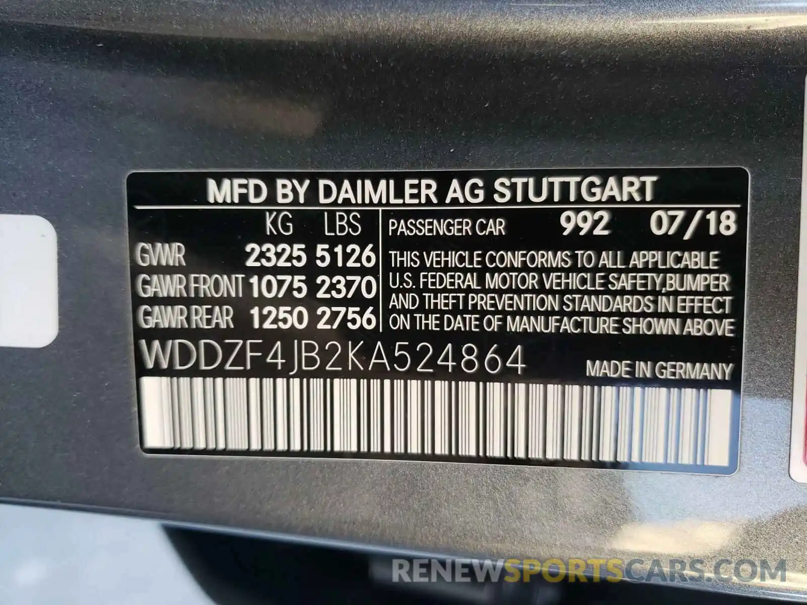 10 Photograph of a damaged car WDDZF4JB2KA524864 MERCEDES-BENZ E CLASS 2019