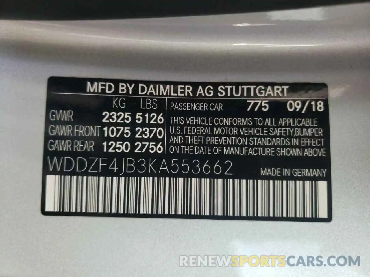 10 Photograph of a damaged car WDDZF4JB3KA553662 MERCEDES-BENZ E-CLASS 2019