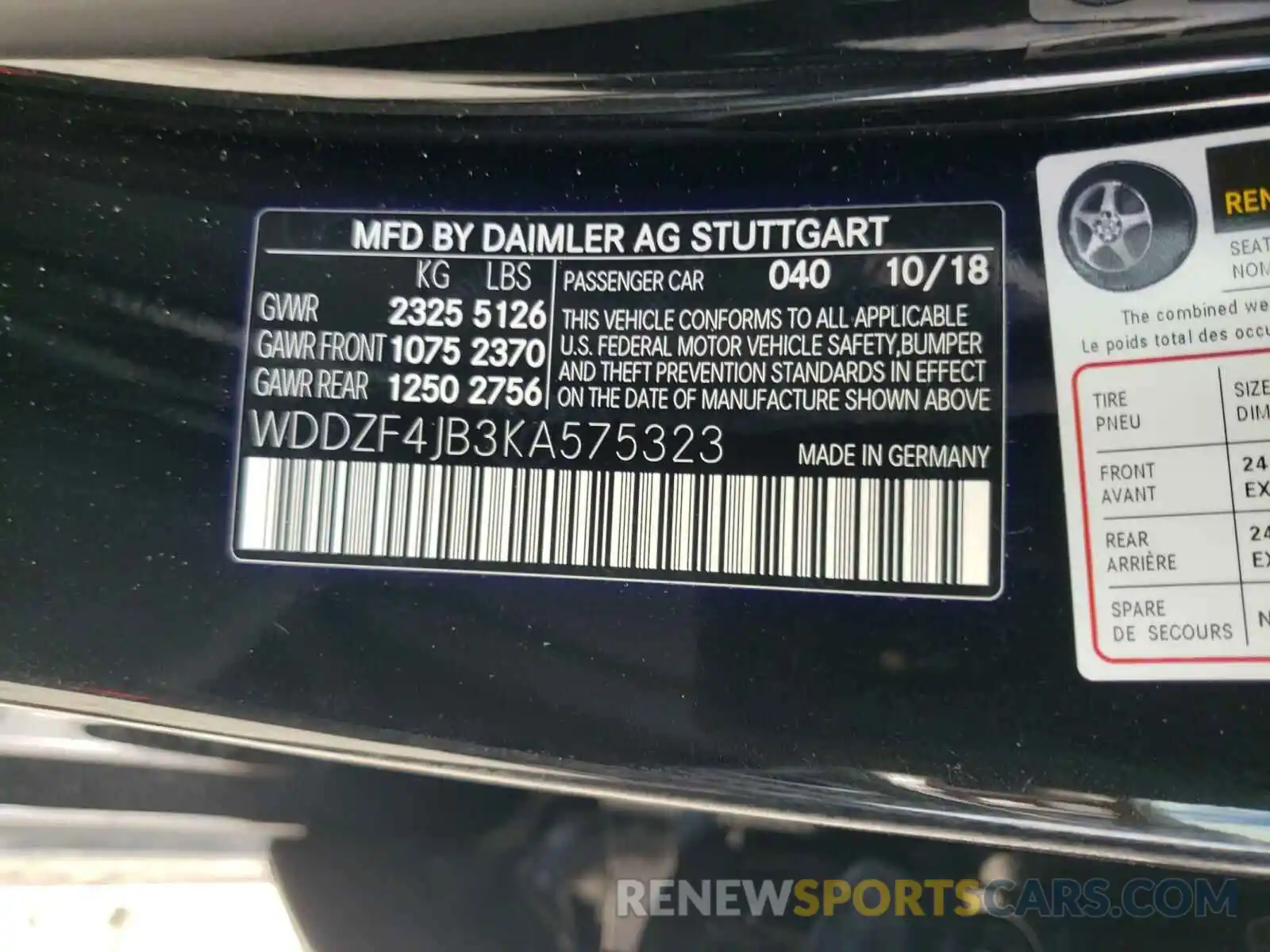 10 Photograph of a damaged car WDDZF4JB3KA575323 MERCEDES-BENZ E-CLASS 2019