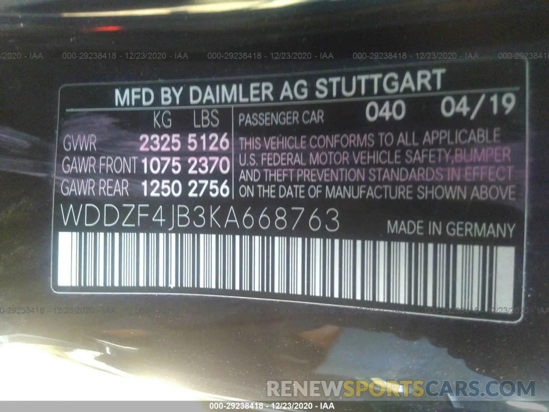 9 Photograph of a damaged car WDDZF4JB3KA668763 MERCEDES-BENZ E-CLASS 2019