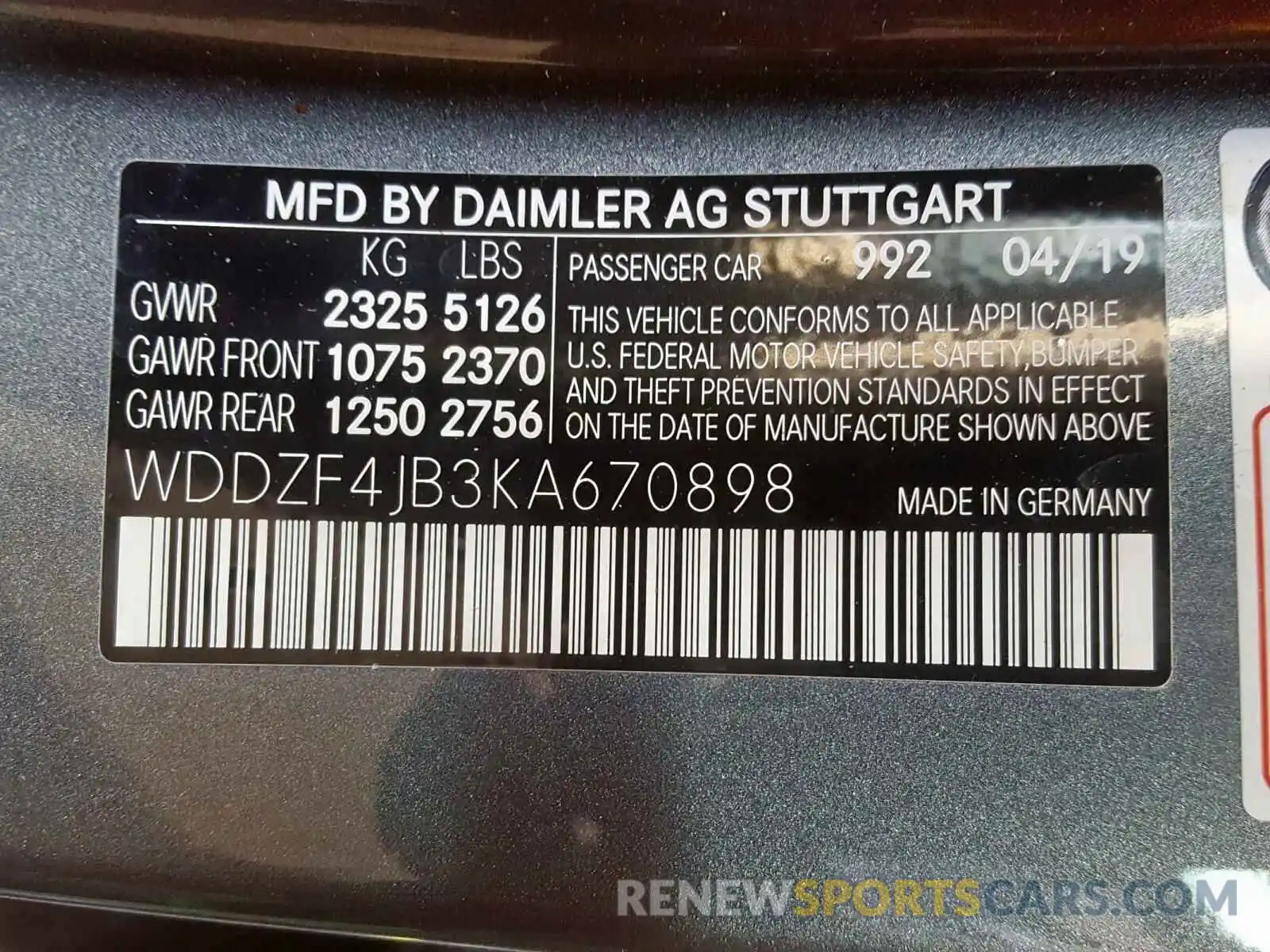 10 Photograph of a damaged car WDDZF4JB3KA670898 MERCEDES-BENZ E CLASS 2019