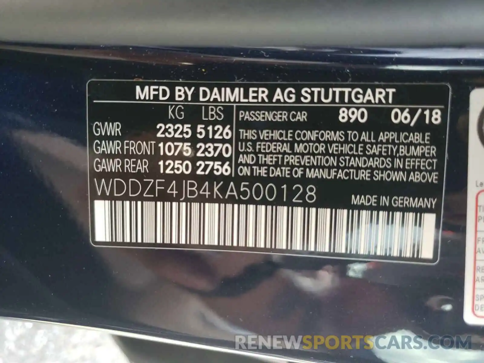 10 Photograph of a damaged car WDDZF4JB4KA500128 MERCEDES-BENZ E CLASS 2019