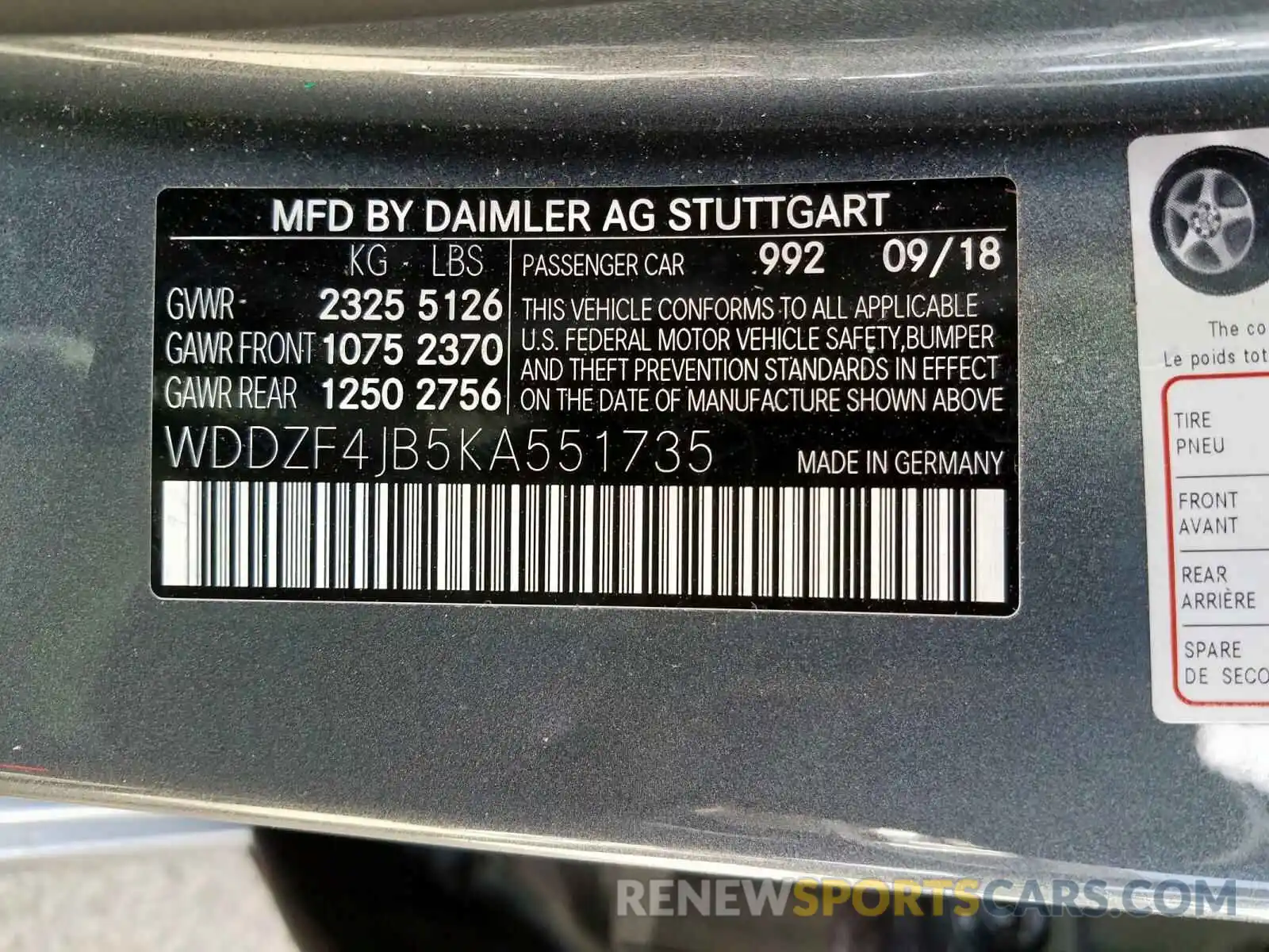 10 Photograph of a damaged car WDDZF4JB5KA551735 MERCEDES-BENZ E CLASS 2019