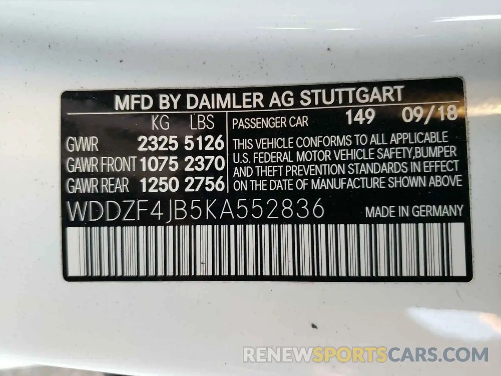 10 Photograph of a damaged car WDDZF4JB5KA552836 MERCEDES-BENZ E CLASS 2019