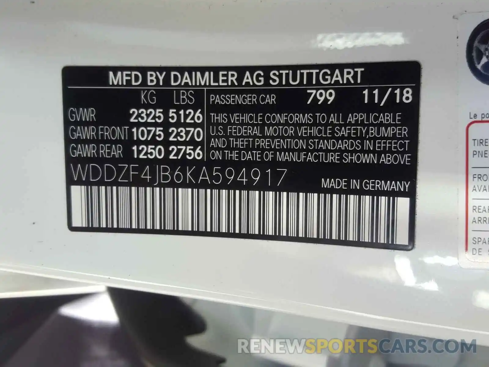 10 Photograph of a damaged car WDDZF4JB6KA594917 MERCEDES-BENZ E CLASS 2019