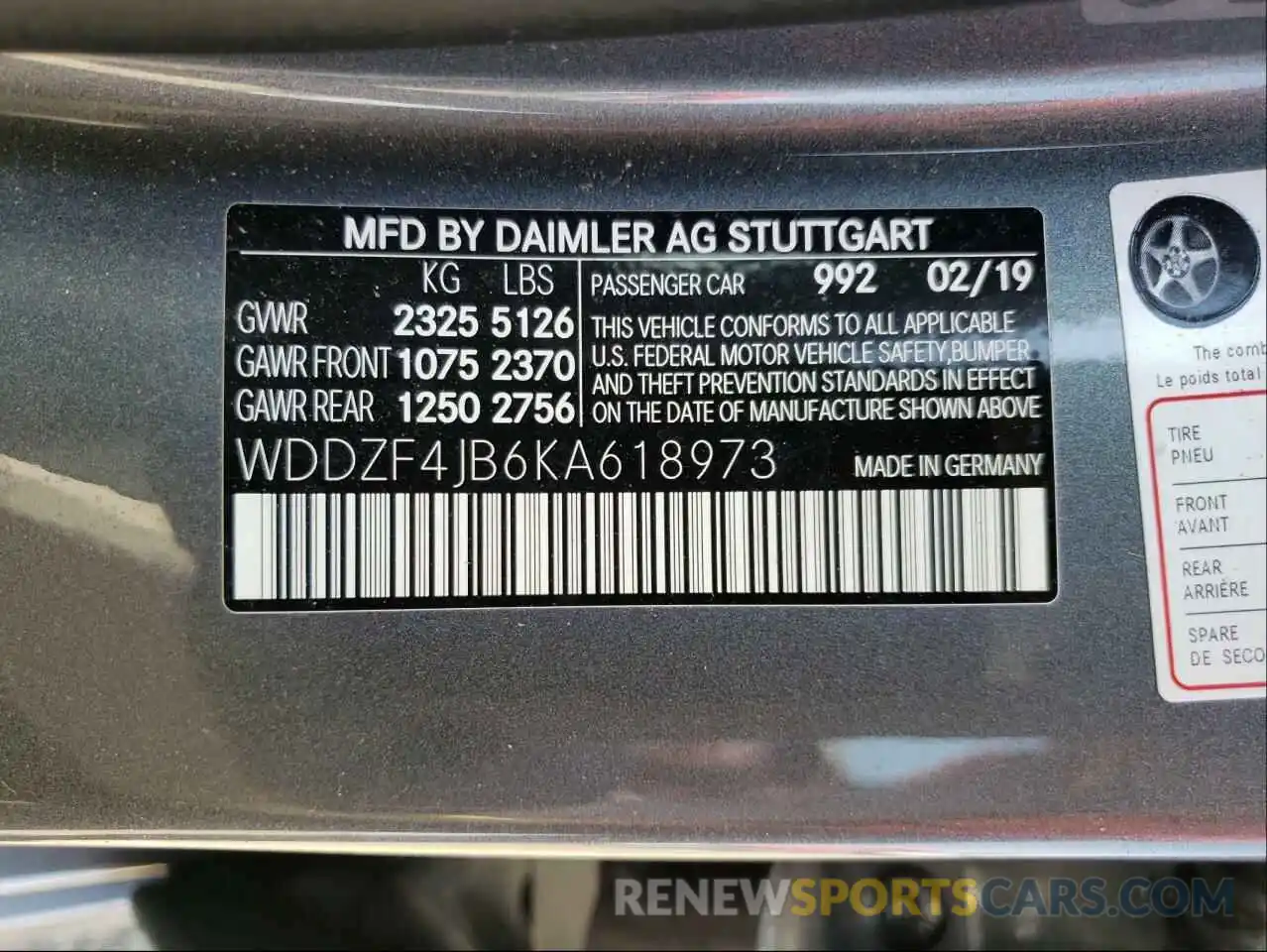 10 Фотография поврежденного автомобиля WDDZF4JB6KA618973 MERCEDES-BENZ E-CLASS 2019