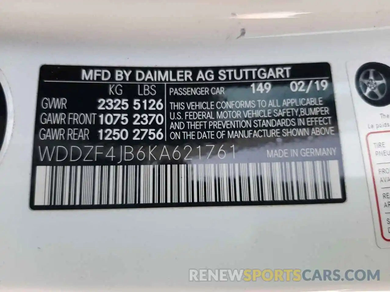 10 Photograph of a damaged car WDDZF4JB6KA621761 MERCEDES-BENZ E-CLASS 2019