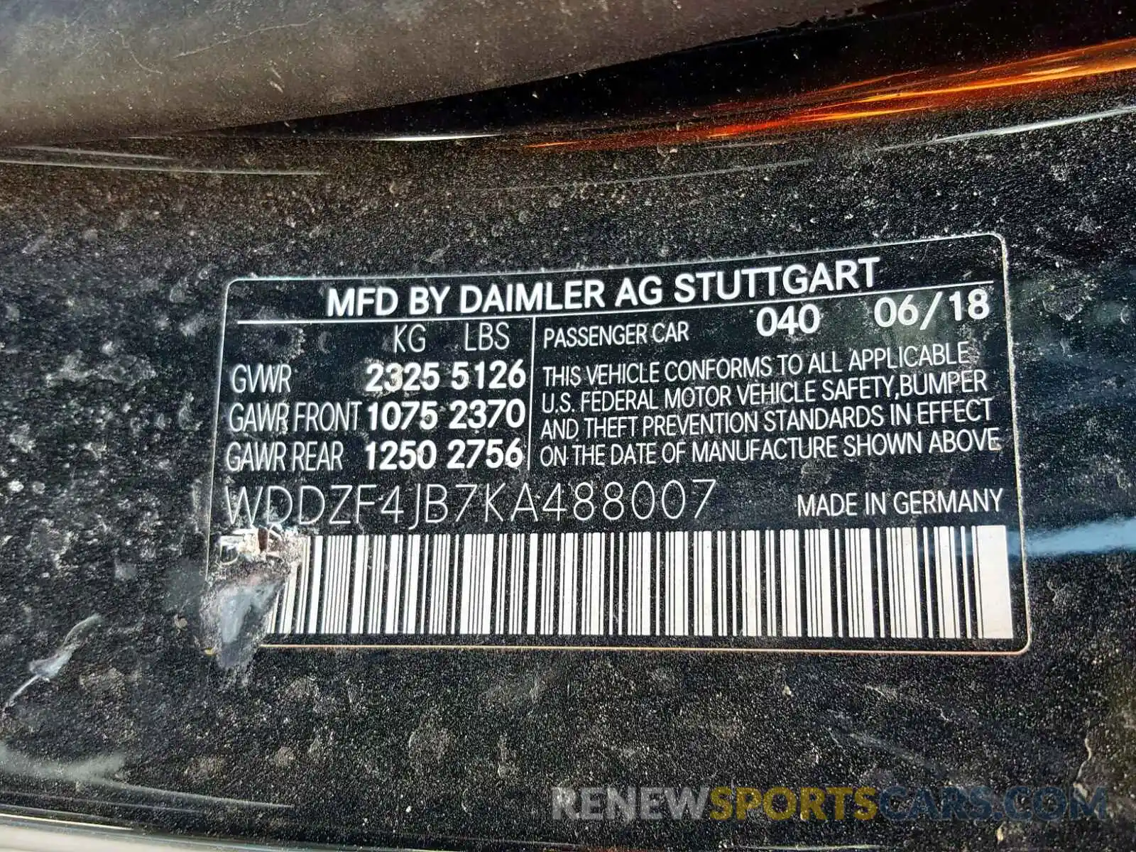 10 Photograph of a damaged car WDDZF4JB7KA488007 MERCEDES-BENZ E CLASS 2019