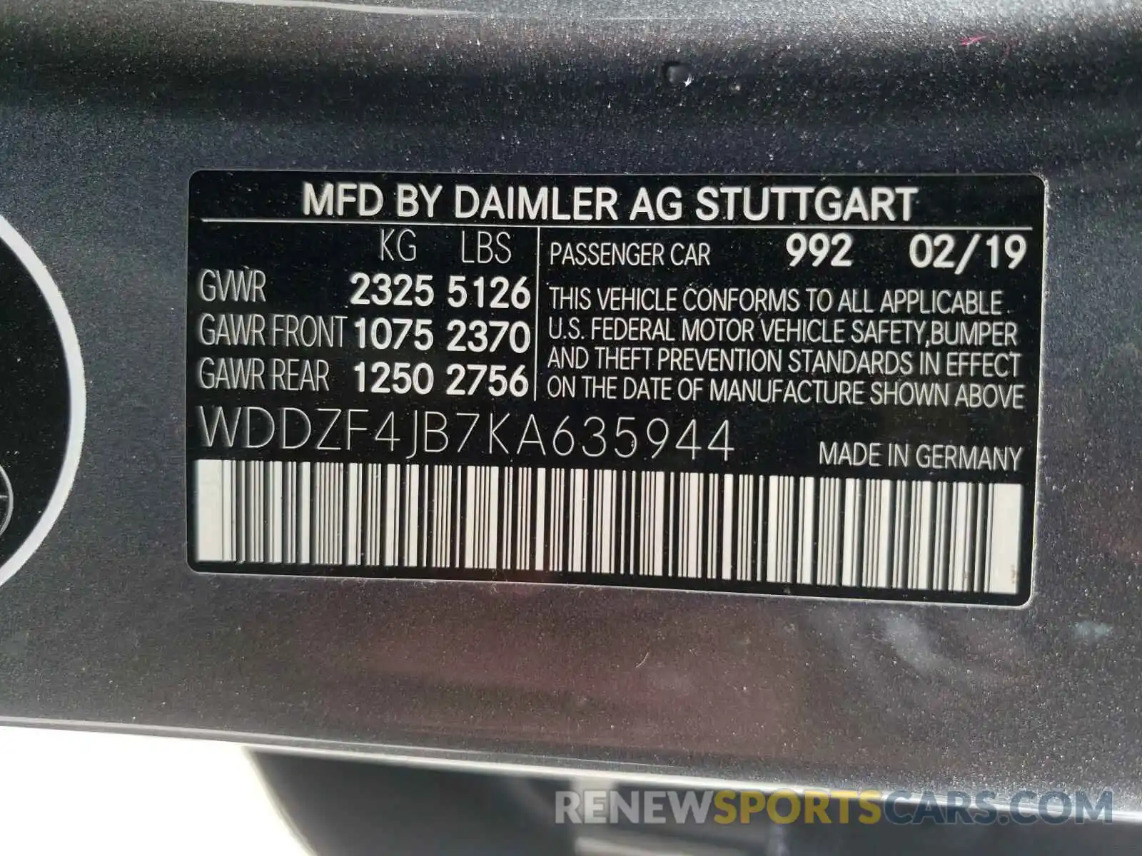 10 Photograph of a damaged car WDDZF4JB7KA635944 MERCEDES-BENZ E-CLASS 2019