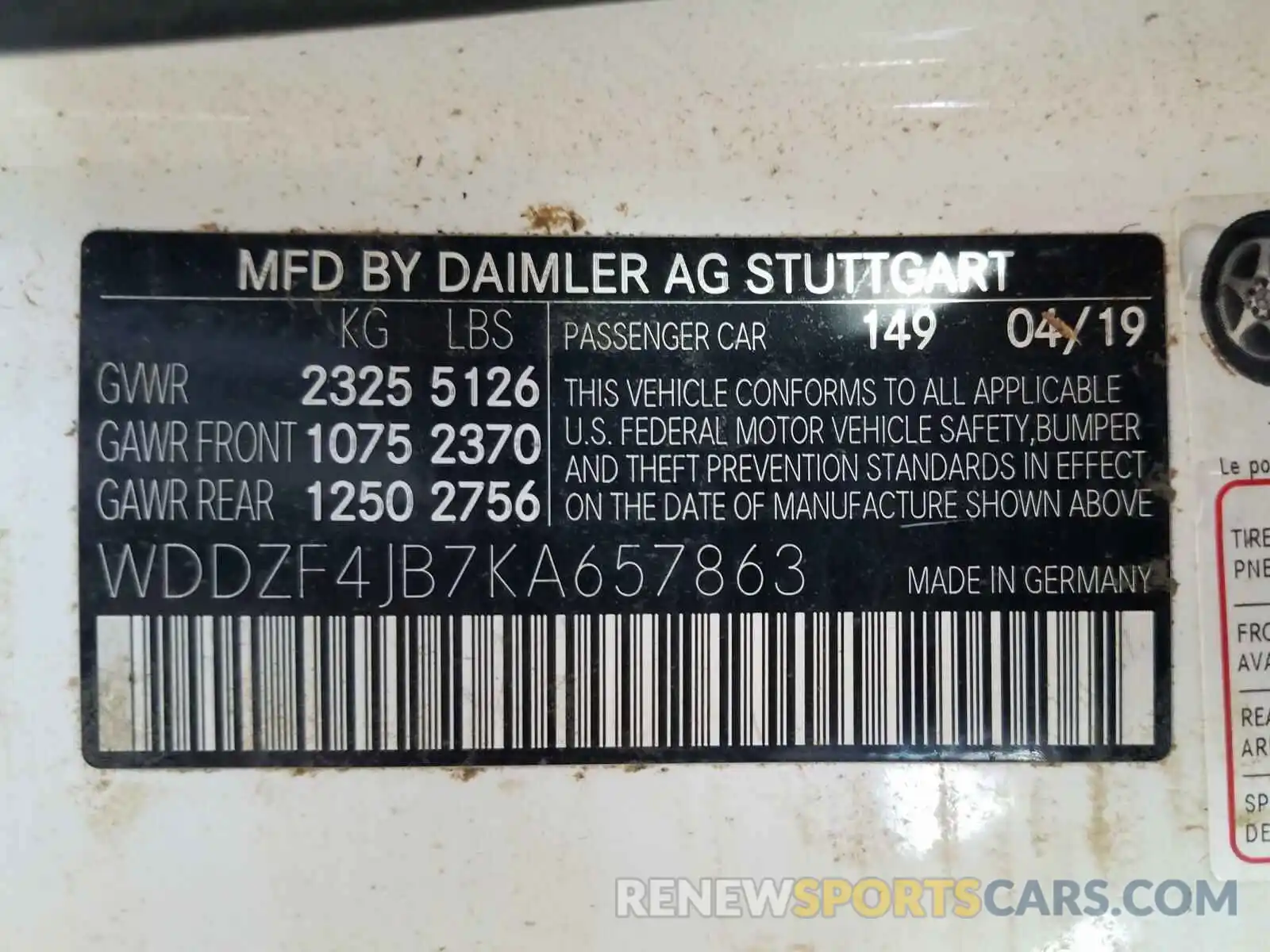 10 Photograph of a damaged car WDDZF4JB7KA657863 MERCEDES-BENZ E CLASS 2019