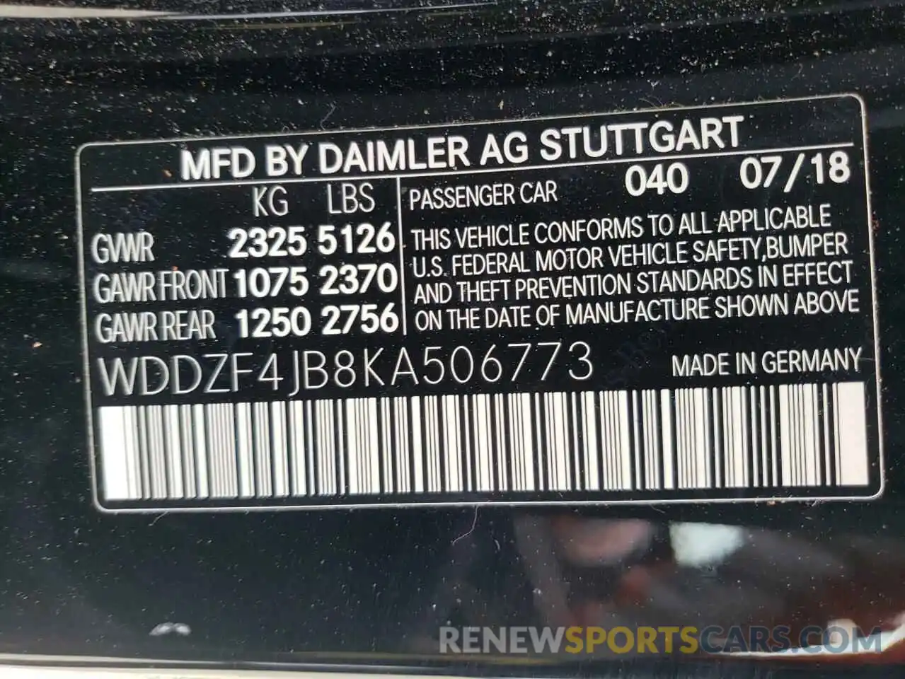 10 Photograph of a damaged car WDDZF4JB8KA506773 MERCEDES-BENZ E-CLASS 2019