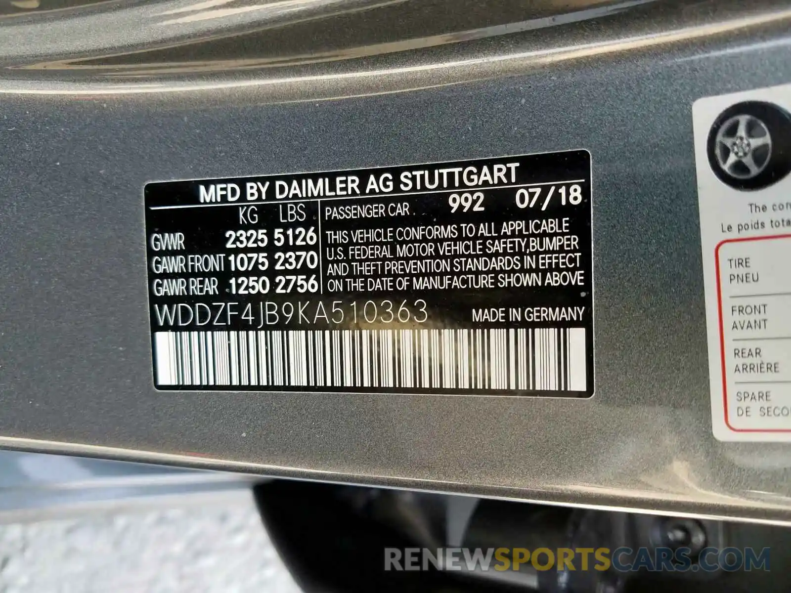 10 Photograph of a damaged car WDDZF4JB9KA510363 MERCEDES-BENZ E CLASS 2019