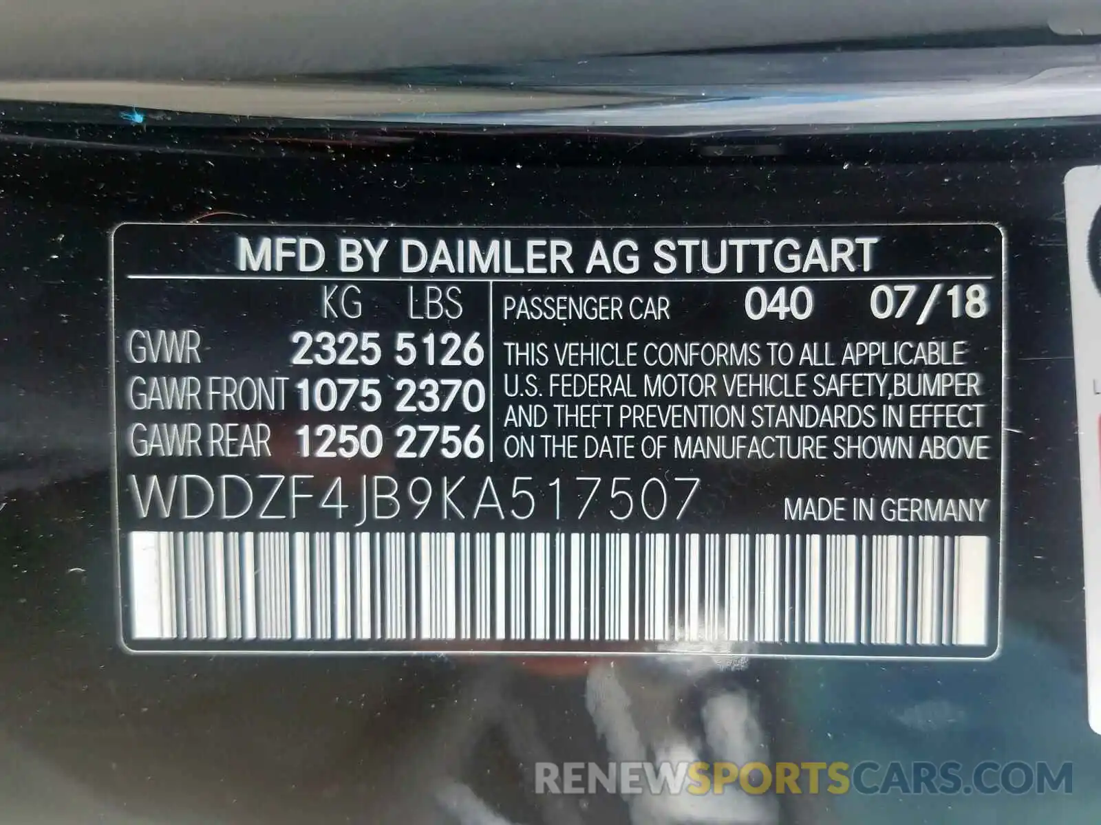 10 Photograph of a damaged car WDDZF4JB9KA517507 MERCEDES-BENZ E CLASS 2019