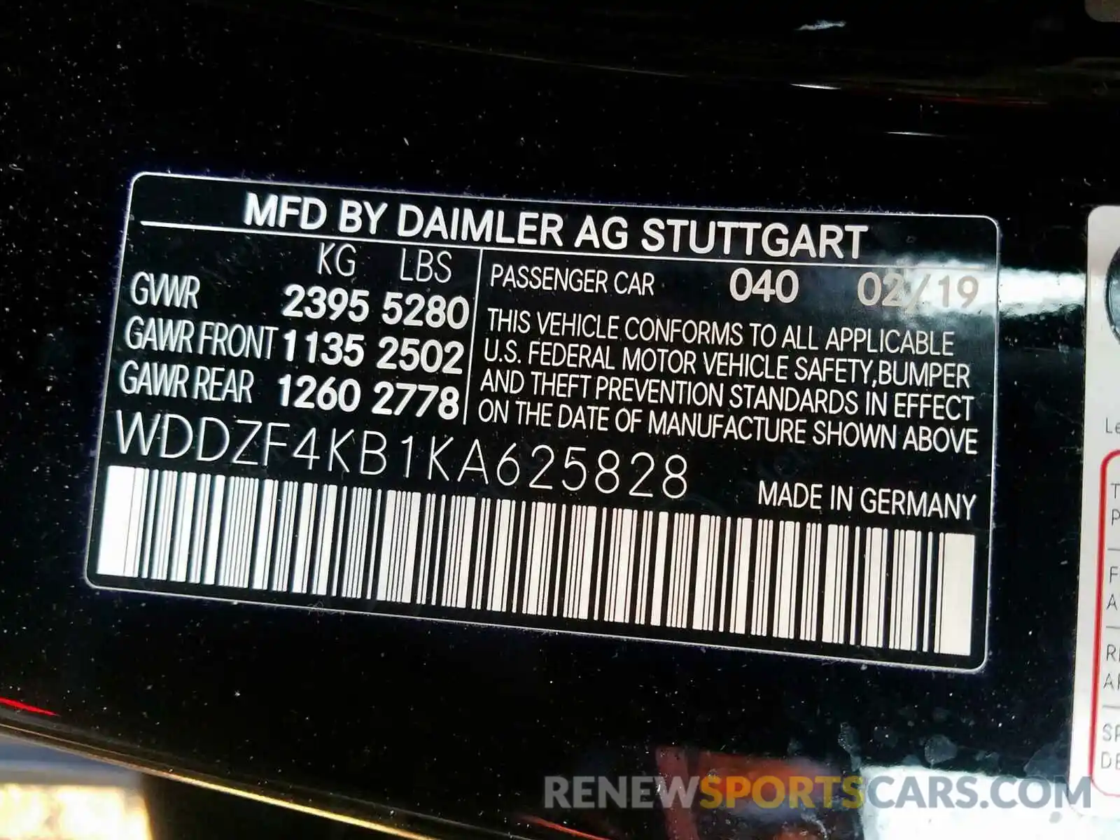 10 Photograph of a damaged car WDDZF4KB1KA625828 MERCEDES-BENZ E CLASS 2019