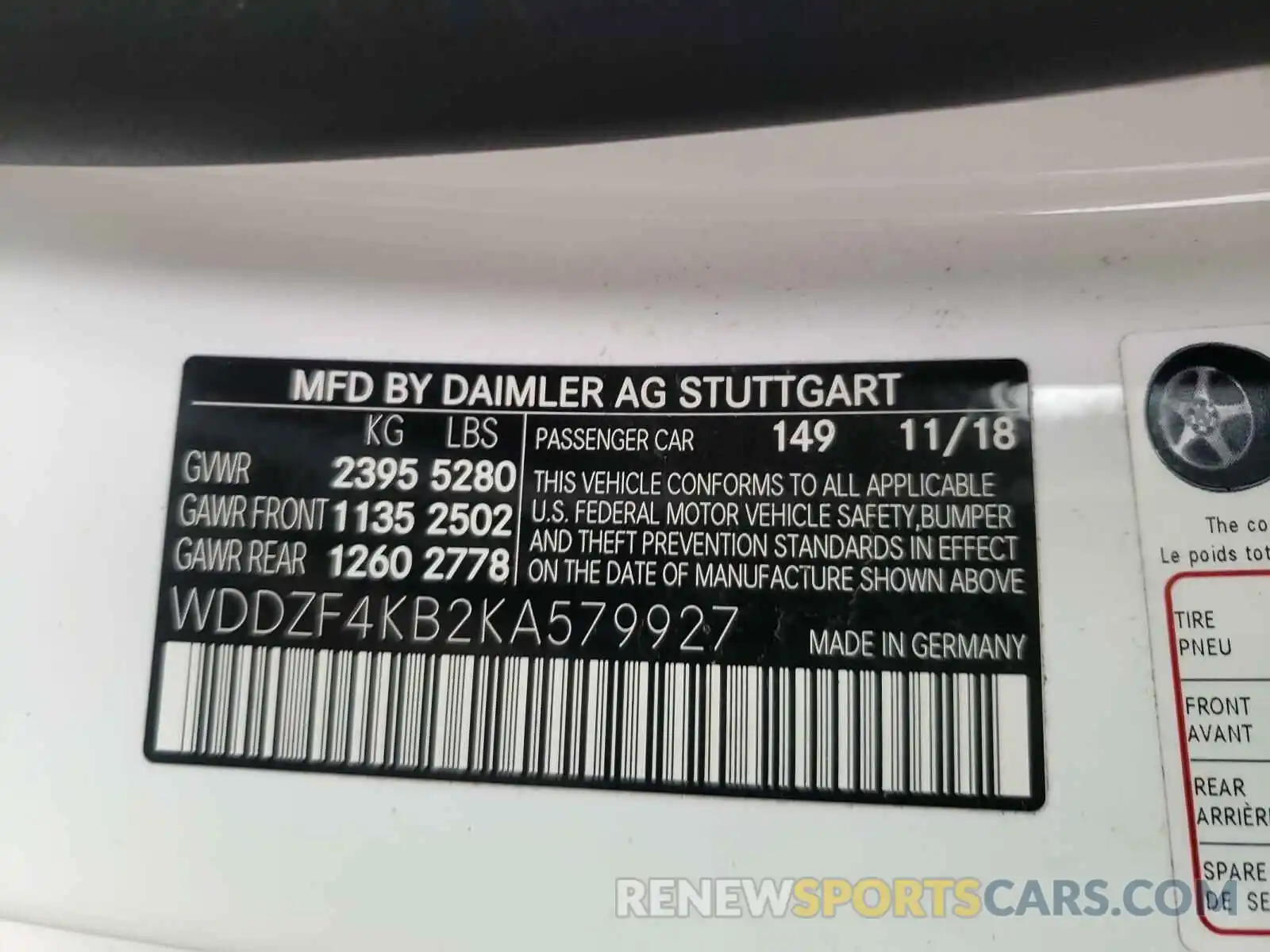 10 Photograph of a damaged car WDDZF4KB2KA579927 MERCEDES-BENZ E-CLASS 2019