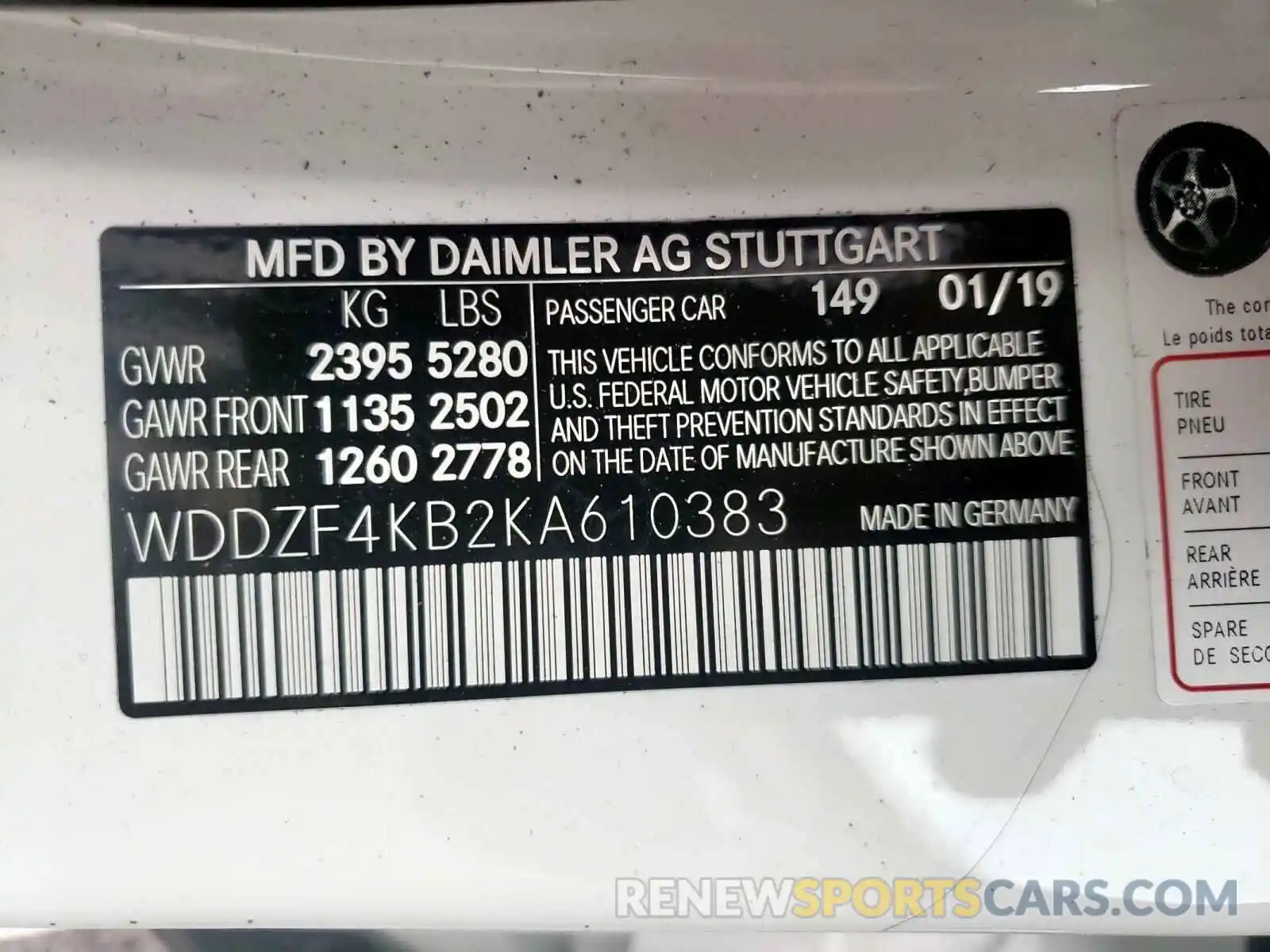 10 Photograph of a damaged car WDDZF4KB2KA610383 MERCEDES-BENZ E CLASS 2019