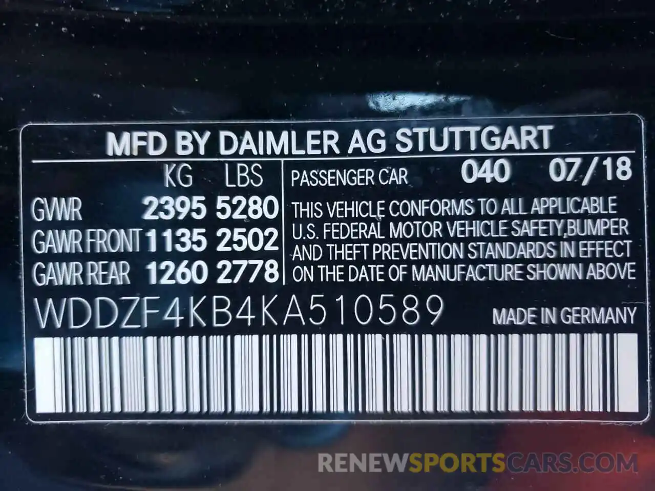 10 Photograph of a damaged car WDDZF4KB4KA510589 MERCEDES-BENZ E-CLASS 2019