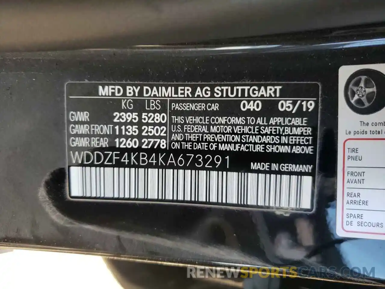 10 Photograph of a damaged car WDDZF4KB4KA673291 MERCEDES-BENZ E-CLASS 2019