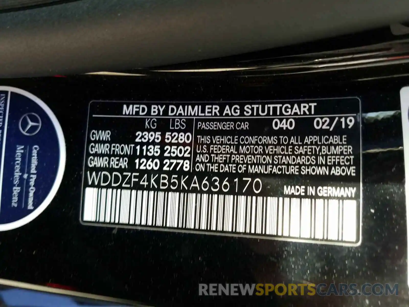 10 Photograph of a damaged car WDDZF4KB5KA636170 MERCEDES-BENZ E-CLASS 2019