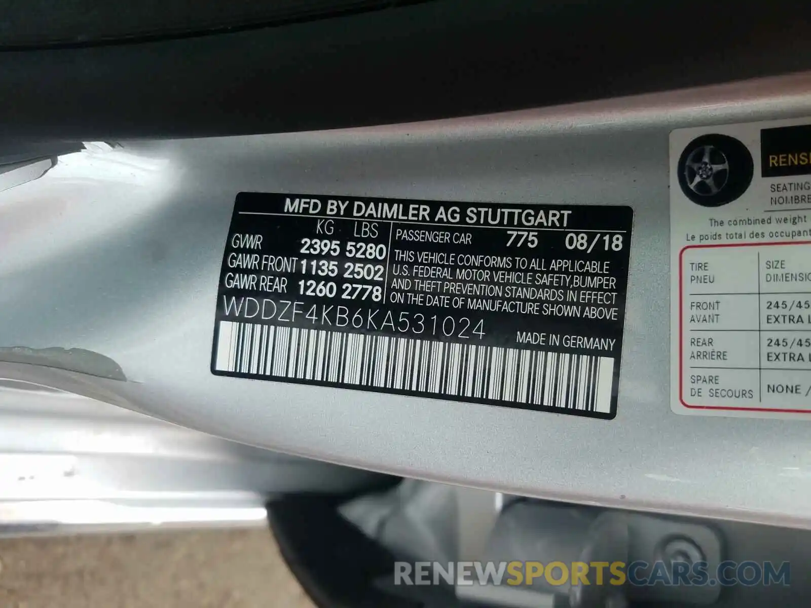 10 Photograph of a damaged car WDDZF4KB6KA531024 MERCEDES-BENZ E CLASS 2019