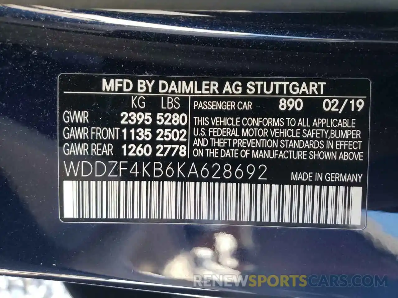 10 Photograph of a damaged car WDDZF4KB6KA628692 MERCEDES-BENZ E-CLASS 2019