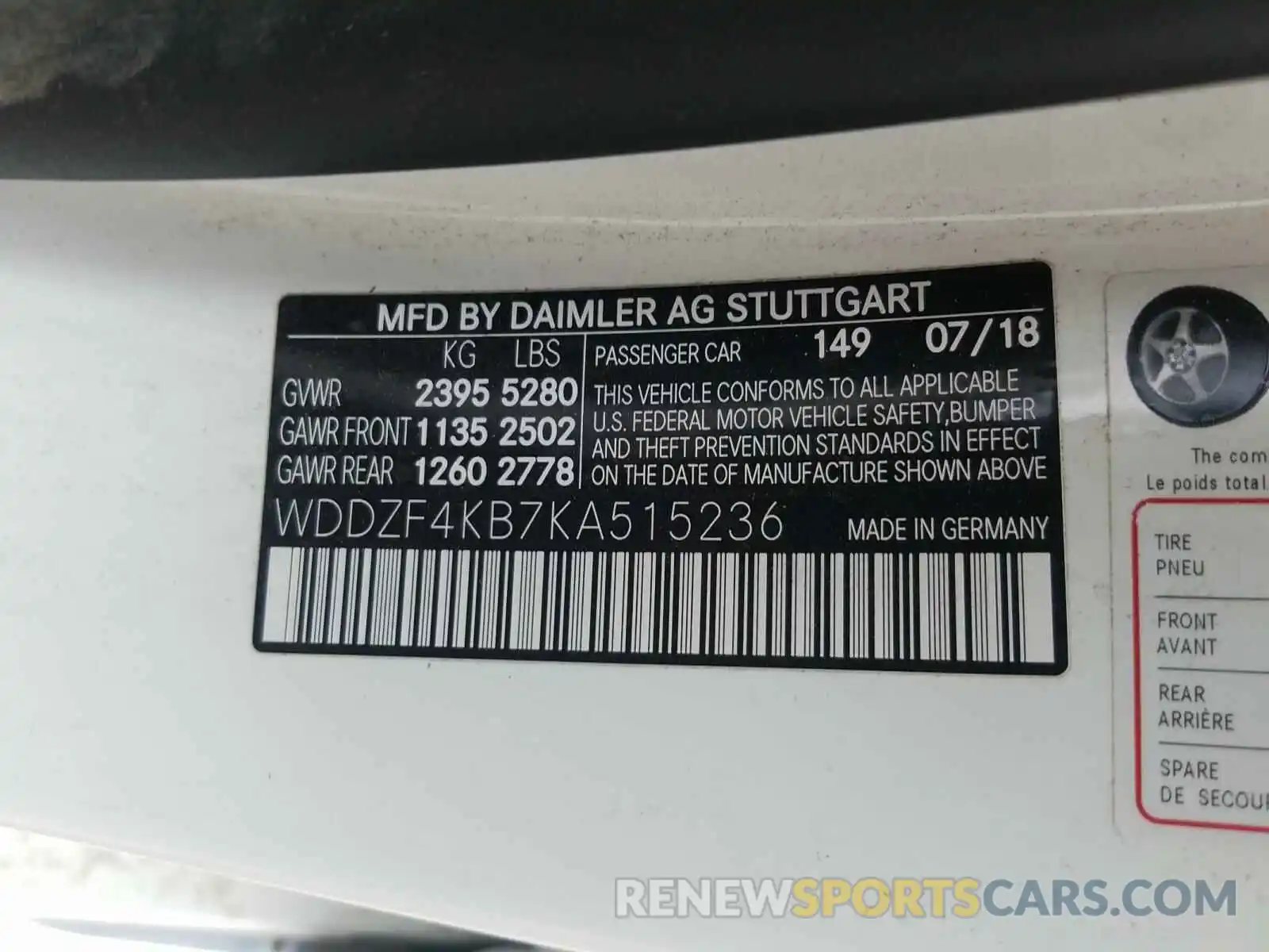 10 Photograph of a damaged car WDDZF4KB7KA515236 MERCEDES-BENZ E CLASS 2019