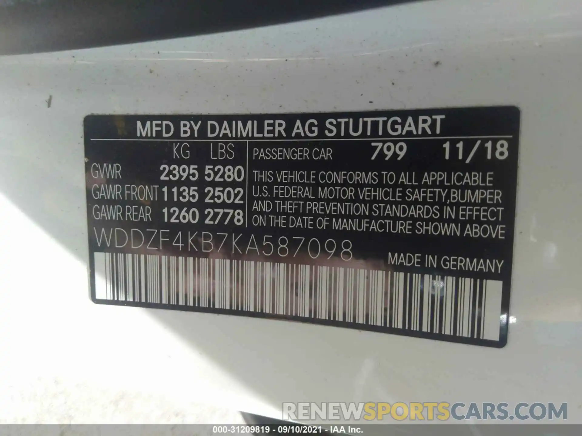 9 Photograph of a damaged car WDDZF4KB7KA587098 MERCEDES-BENZ E-CLASS 2019