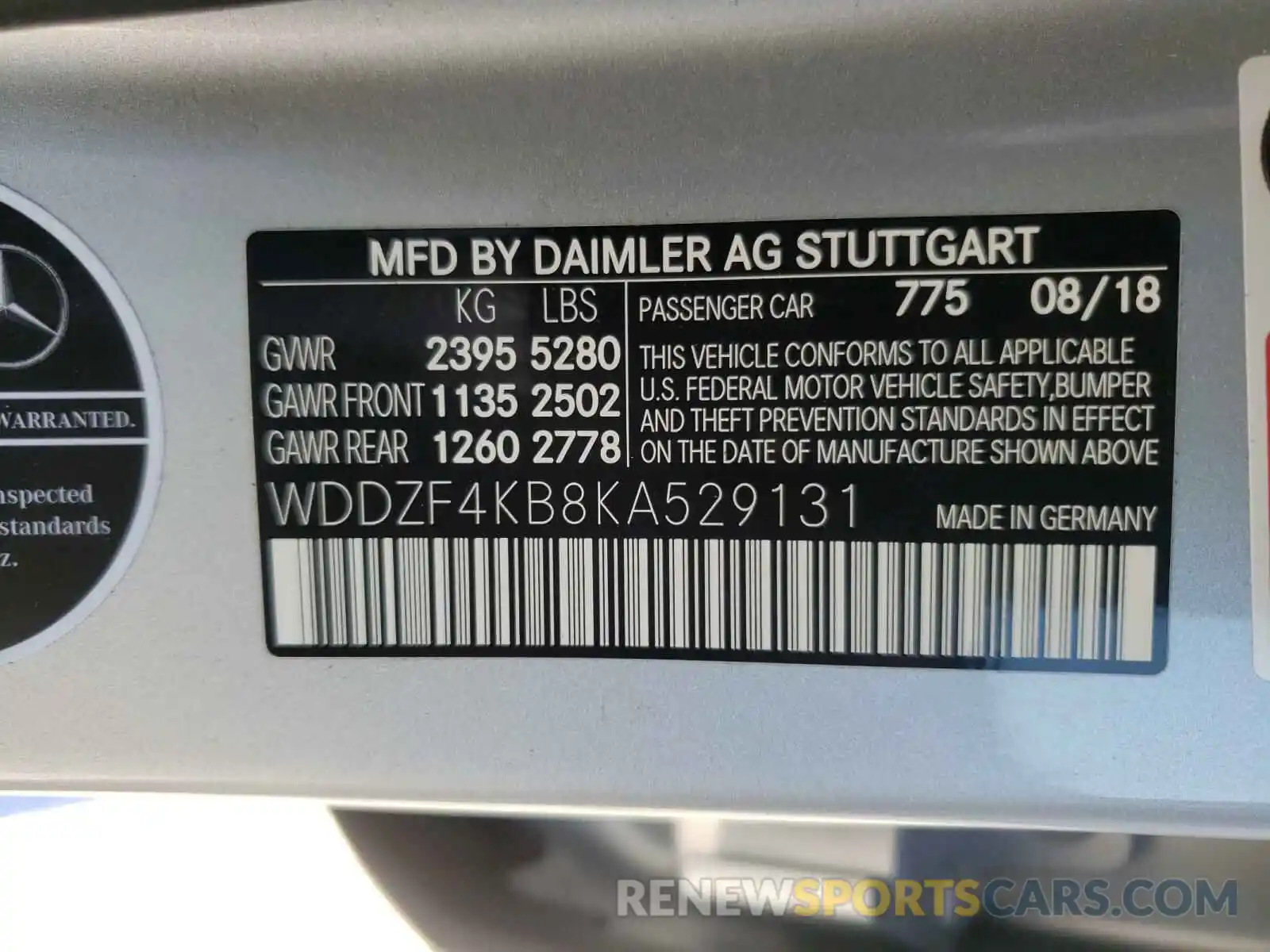 10 Photograph of a damaged car WDDZF4KB8KA529131 MERCEDES-BENZ E CLASS 2019