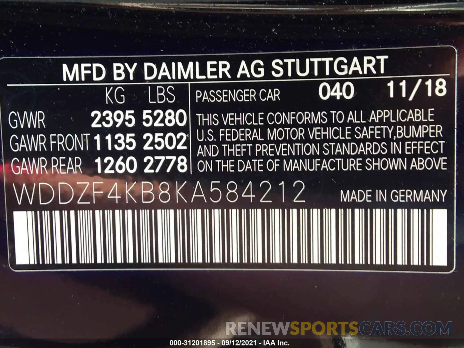 9 Photograph of a damaged car WDDZF4KB8KA584212 MERCEDES-BENZ E-CLASS 2019