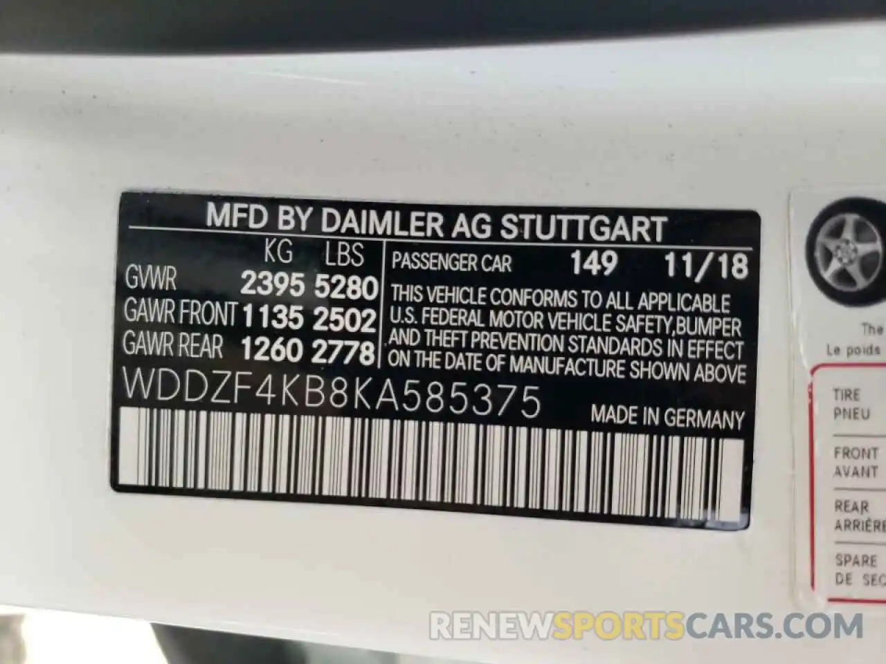 10 Фотография поврежденного автомобиля WDDZF4KB8KA585375 MERCEDES-BENZ E-CLASS 2019