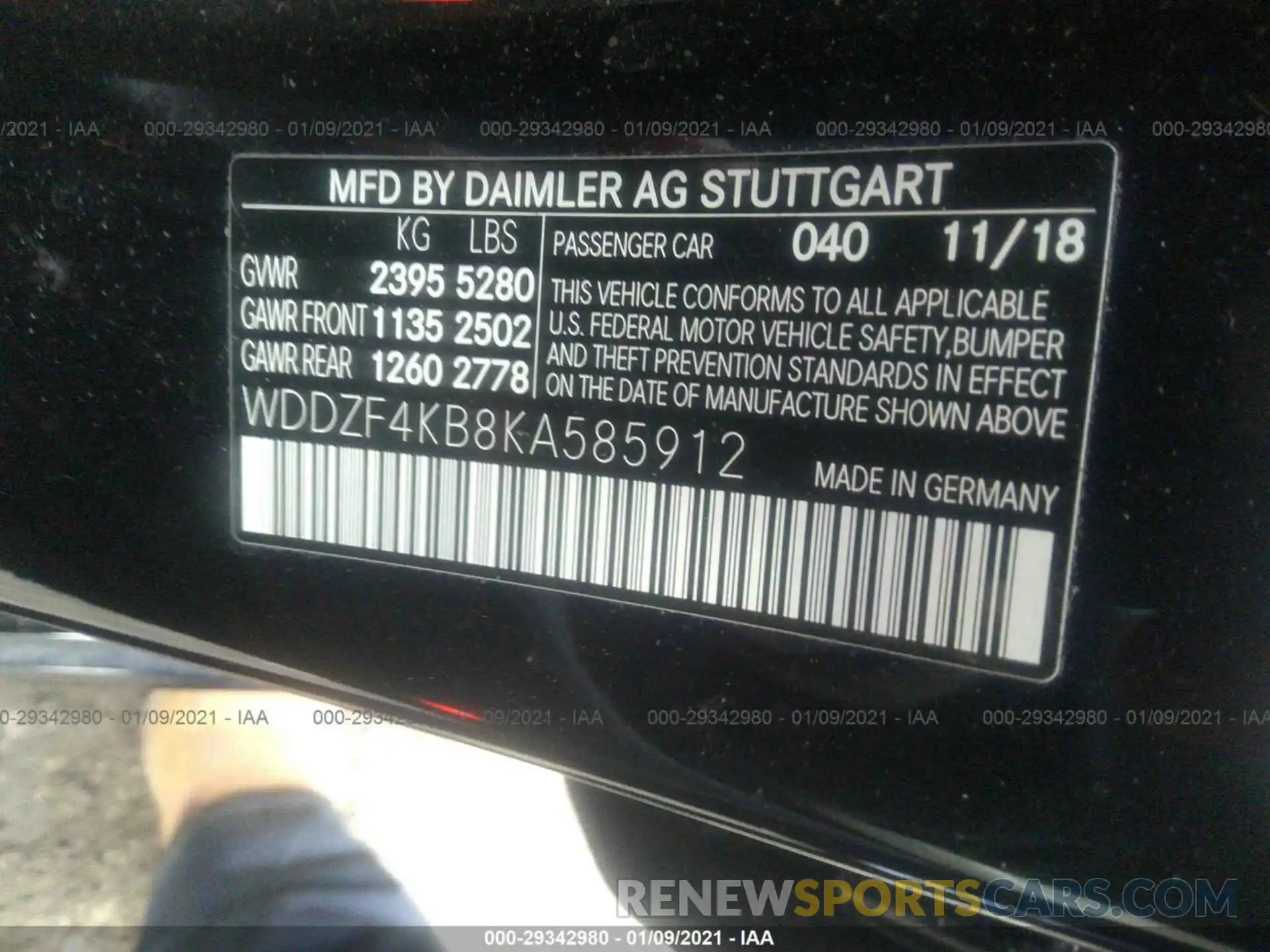 9 Photograph of a damaged car WDDZF4KB8KA585912 MERCEDES-BENZ E-CLASS 2019