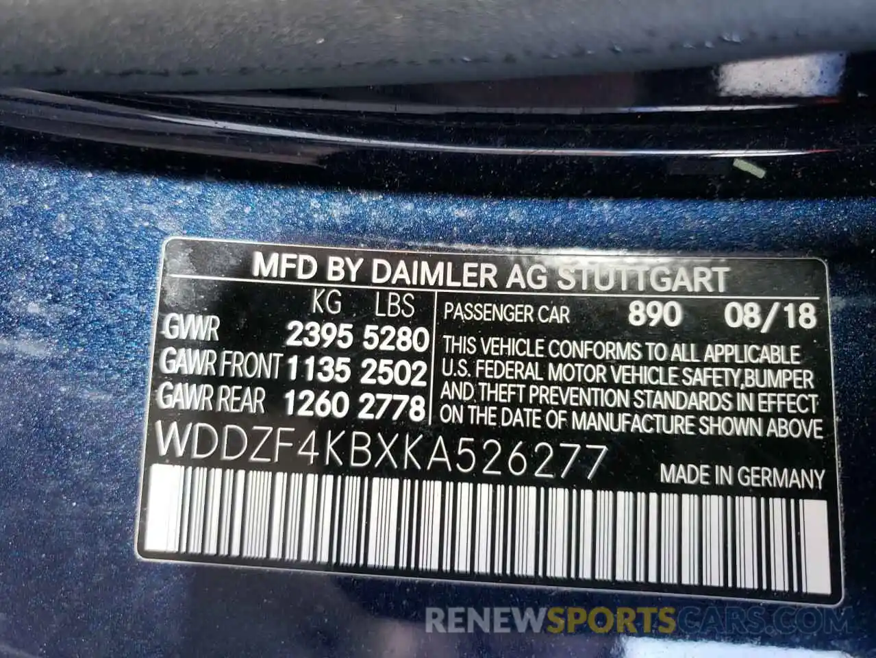 10 Photograph of a damaged car WDDZF4KBXKA526277 MERCEDES-BENZ E-CLASS 2019