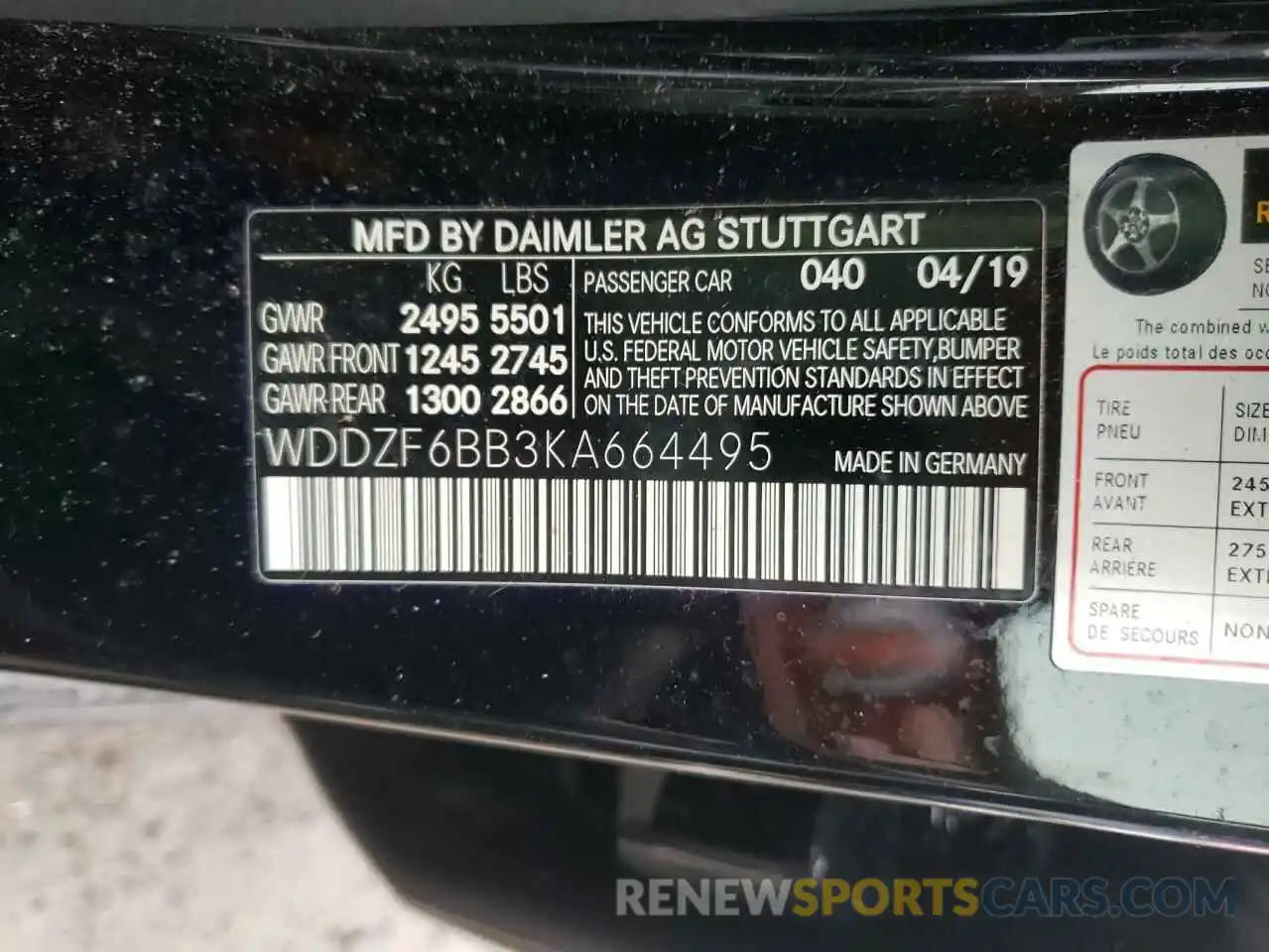 10 Photograph of a damaged car WDDZF6BB3KA664495 MERCEDES-BENZ E-CLASS 2019