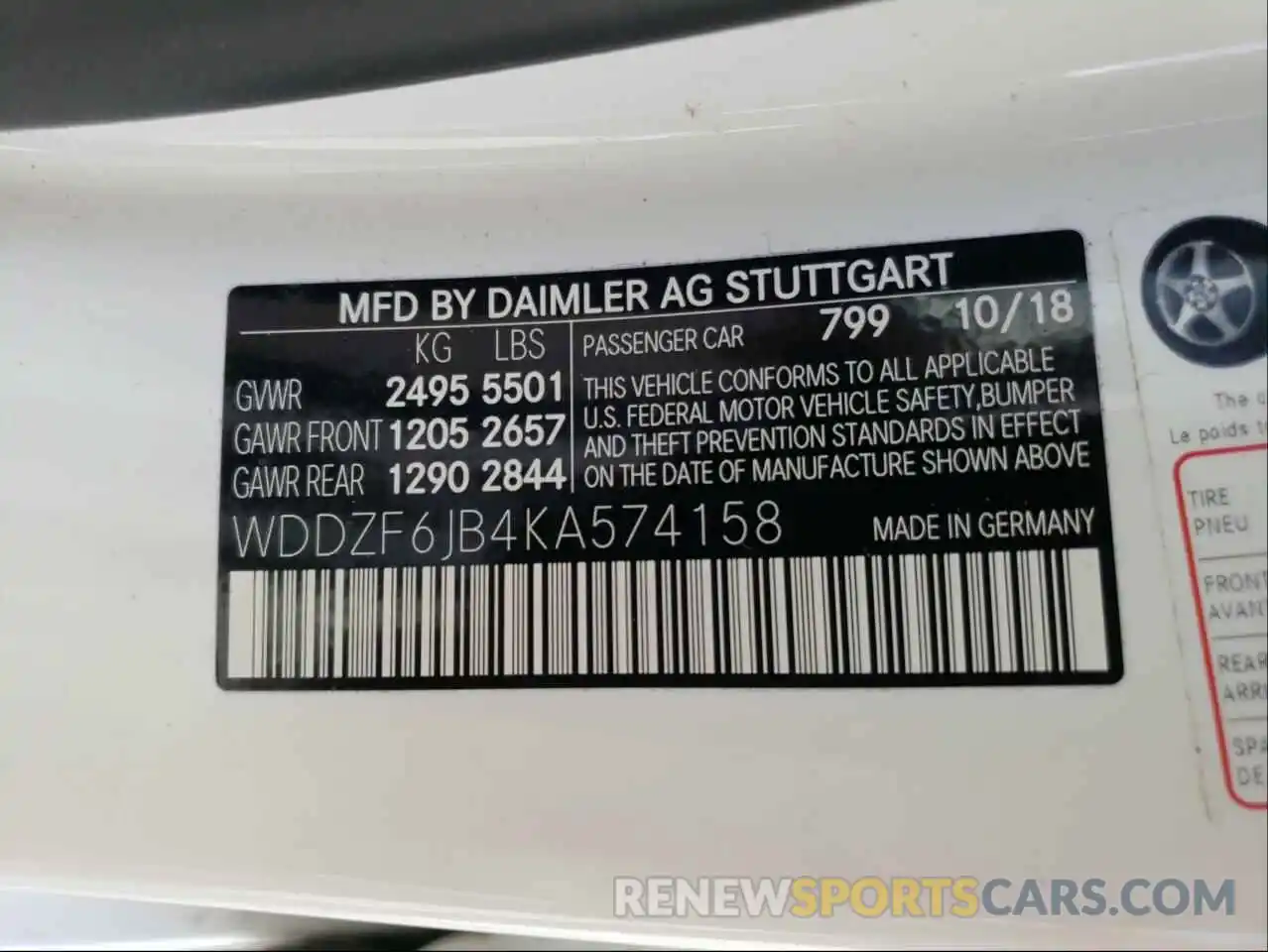 10 Photograph of a damaged car WDDZF6JB4KA574158 MERCEDES-BENZ E CLASS 2019