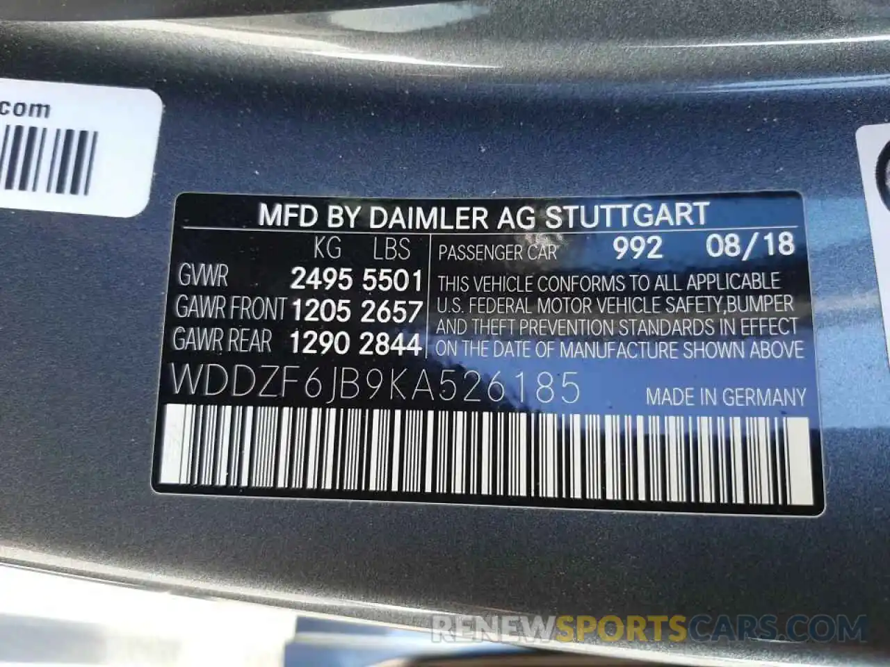 10 Photograph of a damaged car WDDZF6JB9KA526185 MERCEDES-BENZ E-CLASS 2019