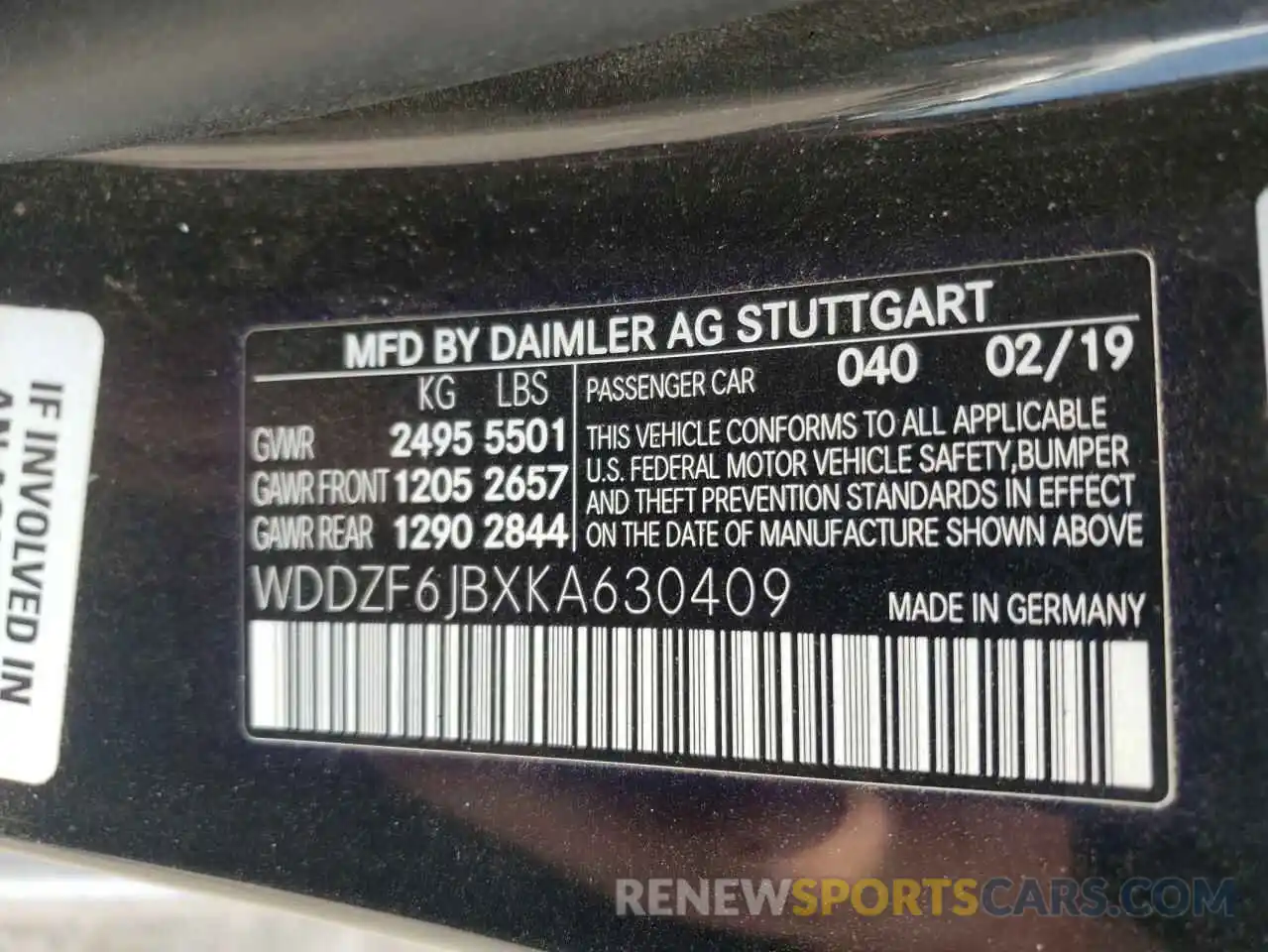 10 Photograph of a damaged car WDDZF6JBXKA630409 MERCEDES-BENZ E-CLASS 2019