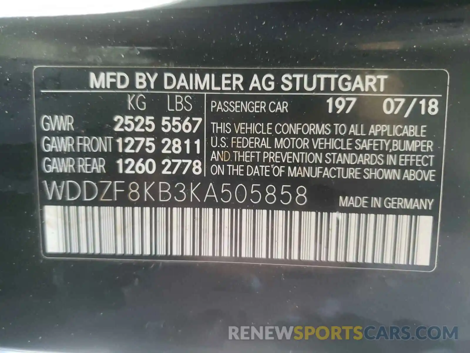 10 Photograph of a damaged car WDDZF8KB3KA505858 MERCEDES-BENZ E-CLASS 2019