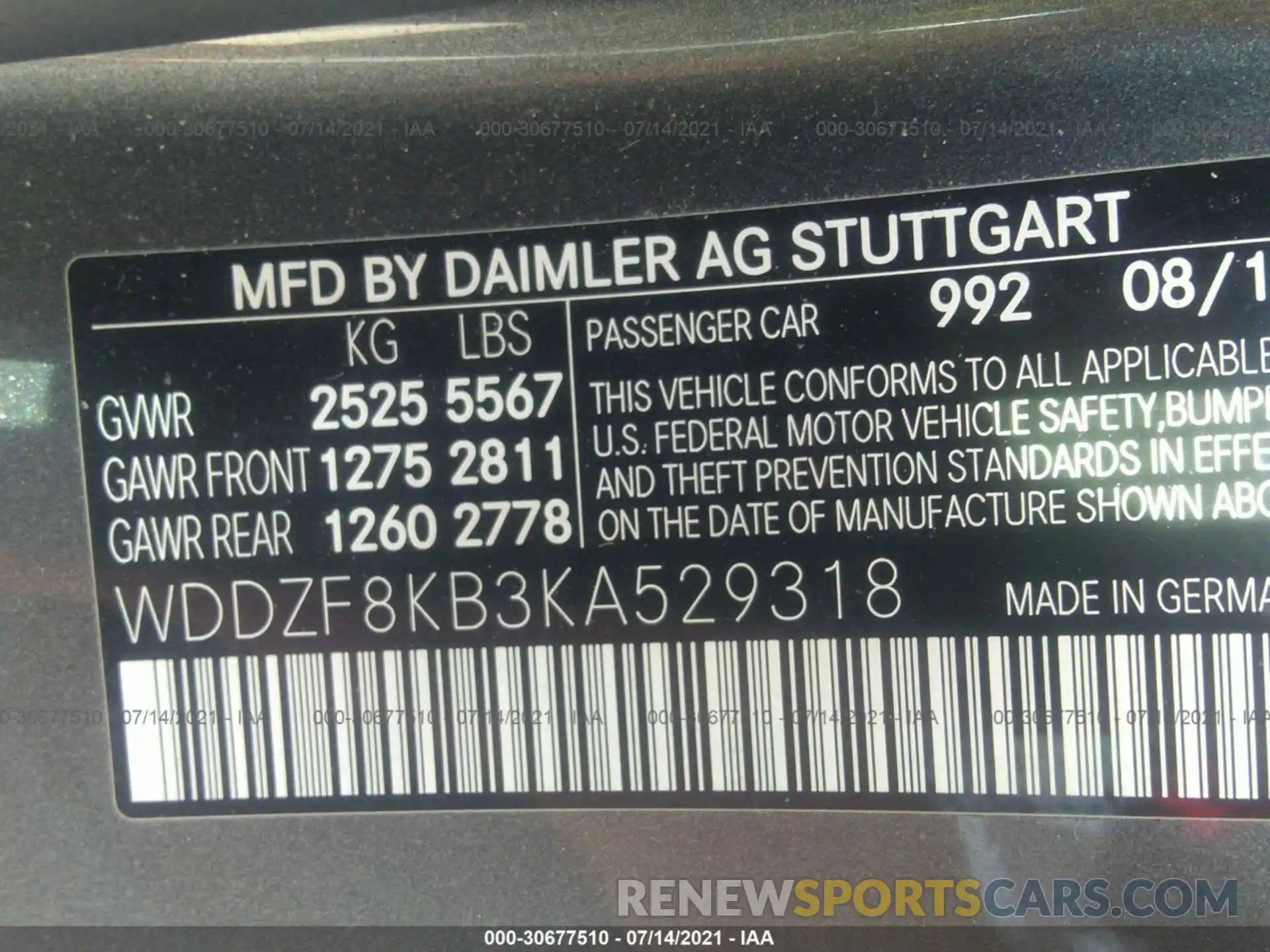 9 Photograph of a damaged car WDDZF8KB3KA529318 MERCEDES-BENZ E-CLASS 2019