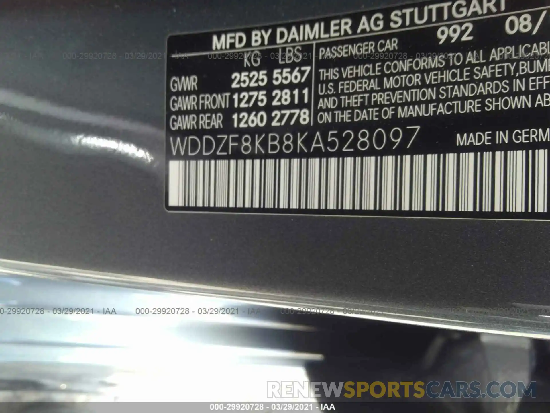 9 Photograph of a damaged car WDDZF8KB8KA528097 MERCEDES-BENZ E-CLASS 2019