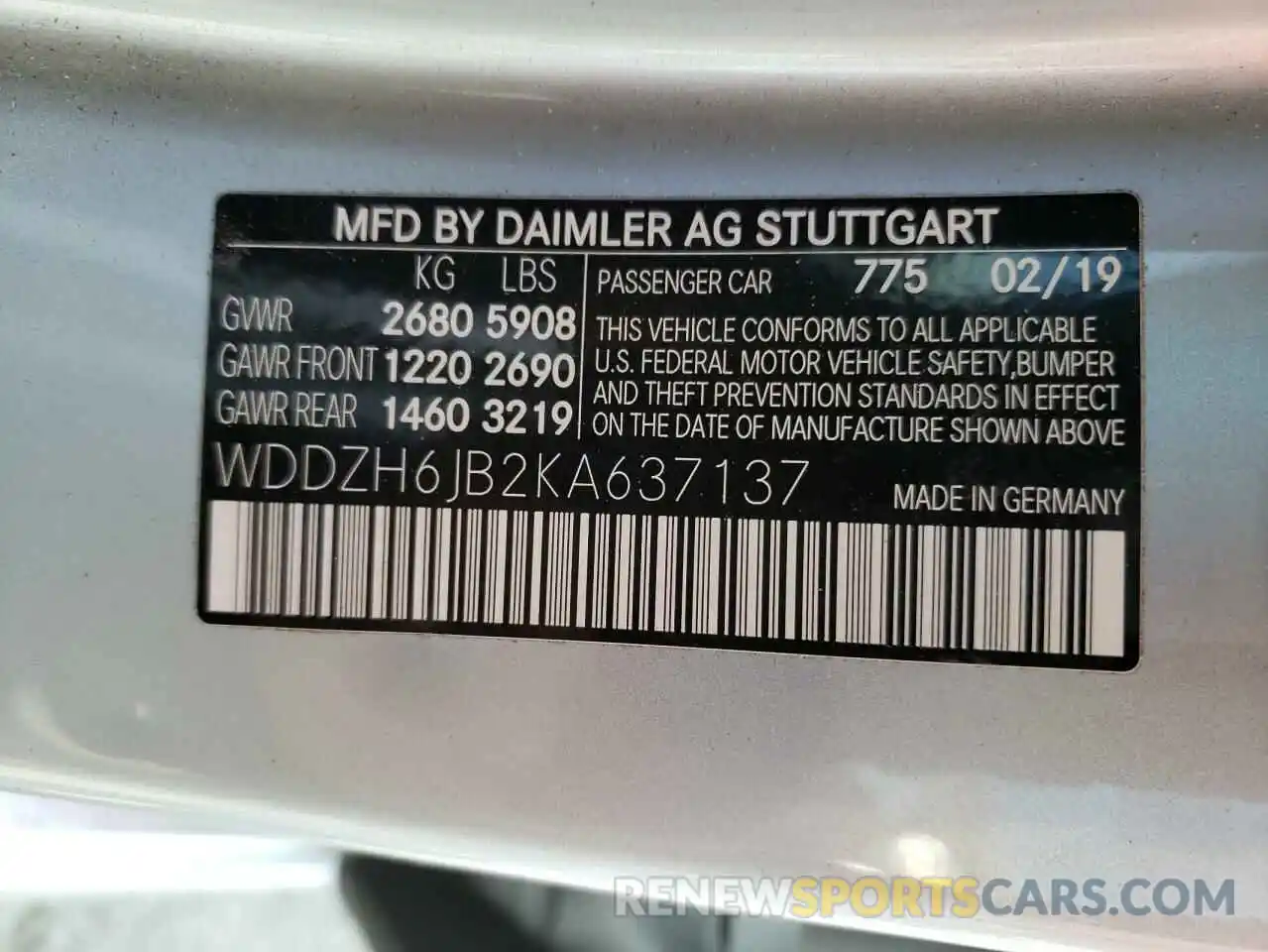 10 Photograph of a damaged car WDDZH6JB2KA637137 MERCEDES-BENZ E-CLASS 2019