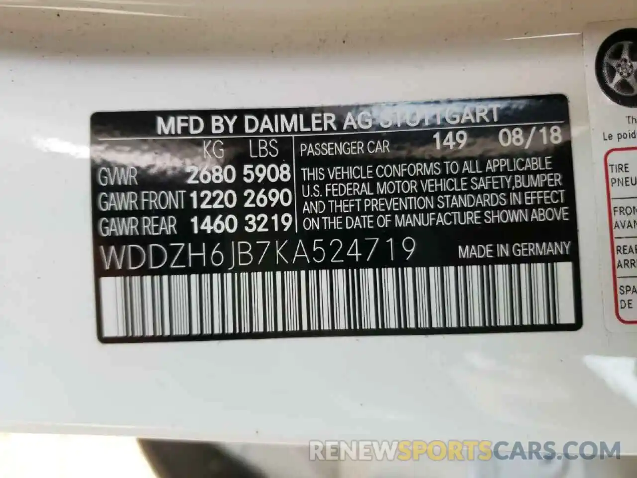 10 Photograph of a damaged car WDDZH6JB7KA524719 MERCEDES-BENZ E-CLASS 2019