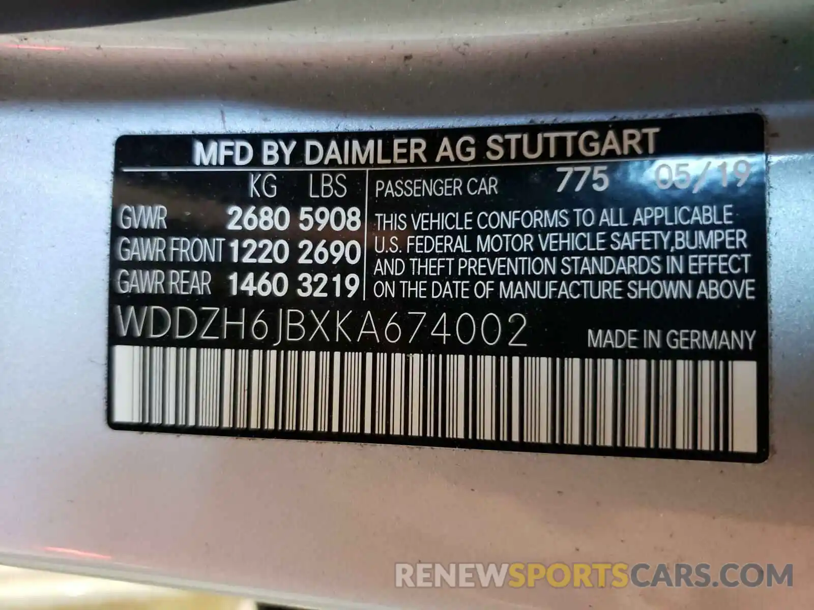 10 Photograph of a damaged car WDDZH6JBXKA674002 MERCEDES-BENZ E CLASS 2019