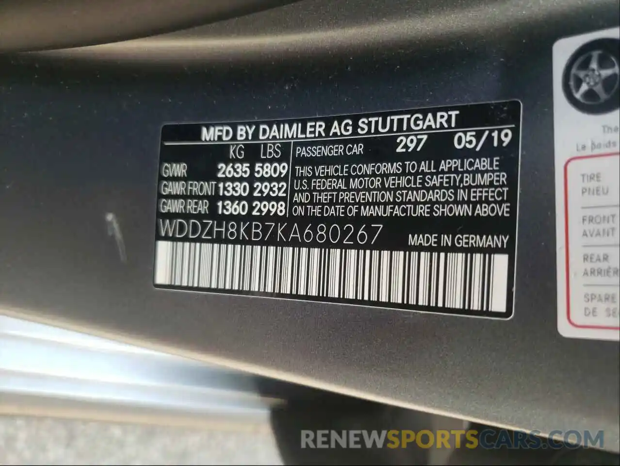 10 Photograph of a damaged car WDDZH8KB7KA680267 MERCEDES-BENZ E-CLASS 2019