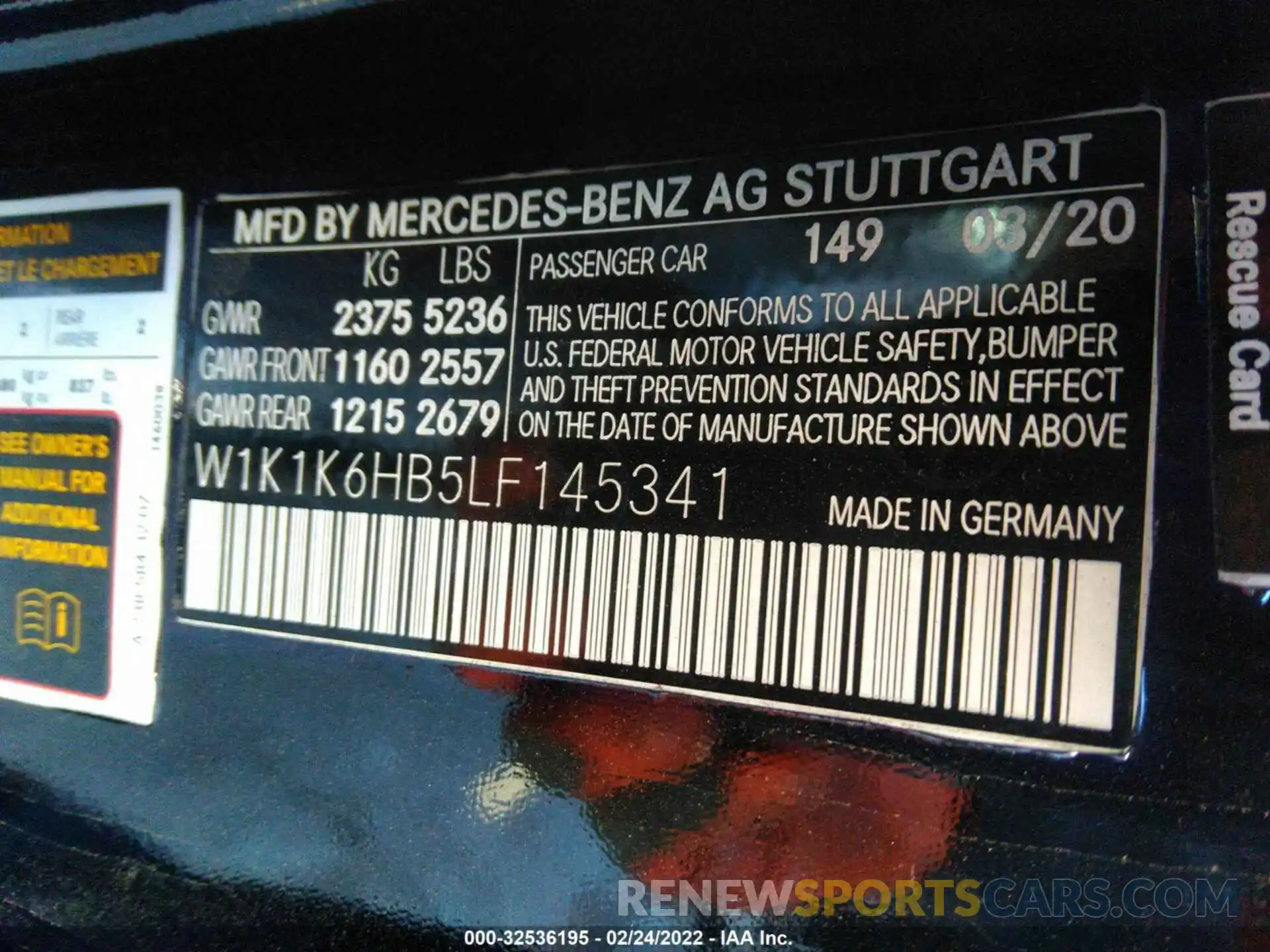 9 Photograph of a damaged car W1K1K6HB5LF145341 MERCEDES-BENZ E-CLASS 2020